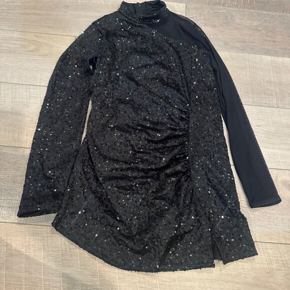 WEISSMAN LARGE CHILD BLACK SEQUIN COMPETITION DANCE COSTUME #12192 - Picture 1 of 7